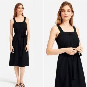 Everlane Black Japanese Goweave Button-Up Shirt Dress
